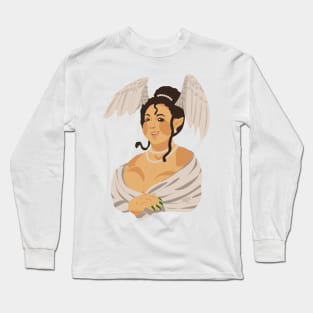 Medusa's Smile - Lineless Winged Gorgon Medusa Portrait Long Sleeve T-Shirt